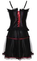 Corset dress, black with red bows and seams