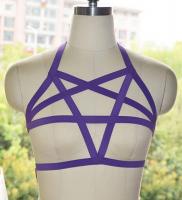 Harnais de poitrine pentagramme sangles violettes gothique bondage pentacle