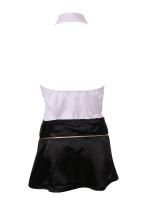 Sleeveless lace ruffle white top and black skirt