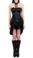 Dress black gothic satin corset with harness and pouch 247