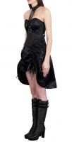 Dress black gothic satin corset with harness and pouch 247