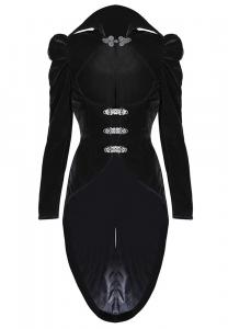 Black velvet jacket, open on neckline or jabot, balloon sleeves gothic steampunk