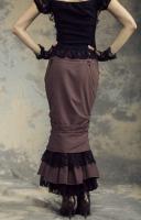 Longue jupe marron sirne steampunk avec dentelle noire et chaines RQBL