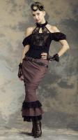 Longue jupe marron sirne steampunk avec dentelle noire et chaines RQBL