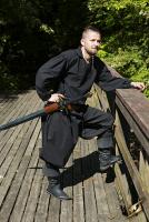 Chemise noire en coton pais mdivale viking pirate GN