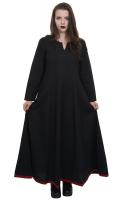 Black V neck long dress tunic, medieval GN