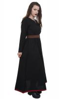 Black V neck long dress tunic, medieval GN