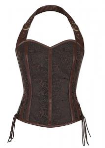 Vintage floral pattern brown Helsin bustier top with straps