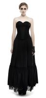 Long strapless black dress with adjustable lace skirt gothic Punk Rave