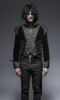 Long black embroidered velvet tail coat men vampire gothic elegant Punk Rave