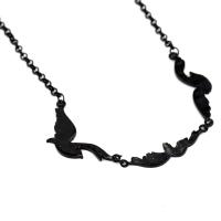 Black necklace with three pendant ravens birds in flight, gothic occult vintage