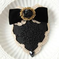 elegant cap, black and white embroidery, crystal black, tie and rose aristocrat retro