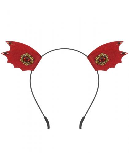 Serre-tte gothique, ailes de chauve-souris rouges avec pierres