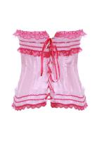 corset rose avec dentelle et noeuds