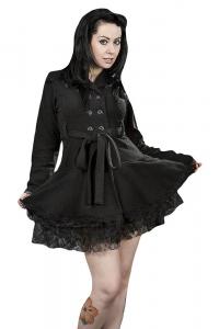 Elegant goth coat with lace, strap and buttons, Burleska