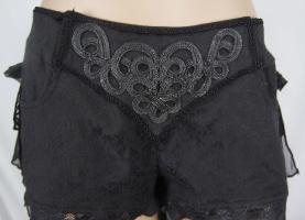 Elegant black shorts with lace and veil tail, elegant gothic romantic