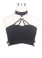 Black top with strips and spikes collar, punk, gothic, witch