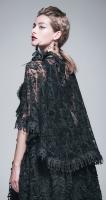 Elegant black top with brocard and lace cape, gothic romantic victorian