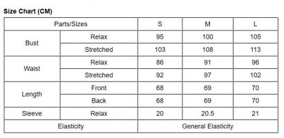 Black simple shirt tiable Size Chart