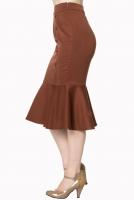 Brown vintage retro pin up style skirt with buttons, banned