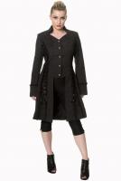 Black vintage floral pattern coat jacket with lace and lacing, elegant romantic gothic