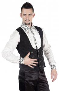 Black jacquard vintage man pattern open front elegant steampunk