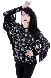 WITCHY JUMPER Magic print hoodie with fringe, nugoth blouse, witch