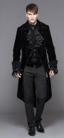 Veste homme en velours noir avec broderies, faux 2pcs, gothique lgant aristocrate