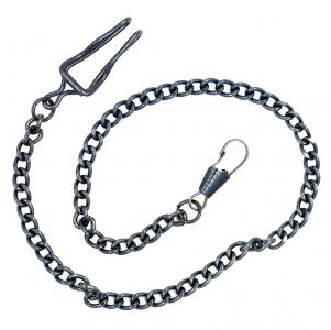 Pocket watch dark grey black metal chain, 34 cm, pocket chain or jeans