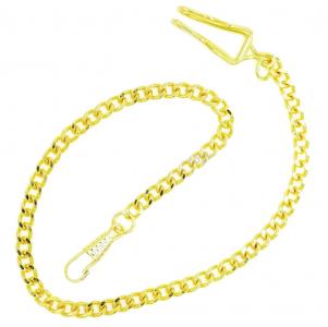 Pocket watch gold color metal chain, 34 cm, pocket chain or jeans