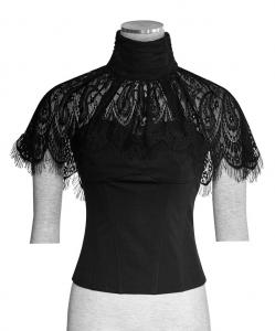 Black top with lace bolero collar, elegant gothic fashion, Punk Rave