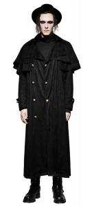18th century coachman style long black Coat, vintage steampunk gothic, Punk Rave