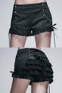Black shorts with lace, lace-up and flounces on the back, elegant gothic aristocrat