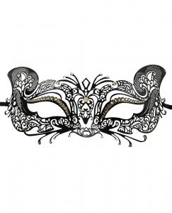 Venetian Sophisticated black butterfly Mask, fine ironwork with rhinestones, fox