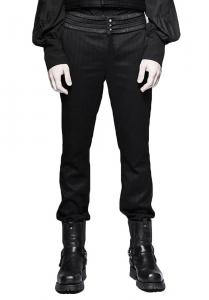 Pantalon noir pour homme  rayure fine et effet ceinture lgante plisse Punk Rave