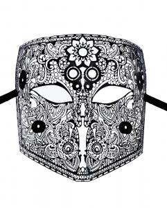 Venetian black vintage pattern elegant man Mask larva La bauta fine ironwork, costume ball
