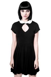 Bad Habits Dress with neckline, backless and white collar, KILLSTAR, nugoth