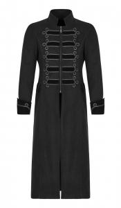 Jacket man long black coat with embroidery, elegant gothic, Punk Rave