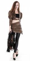 Short brown faux leather jacket with long balloon sleeves, steampunk aristocrat