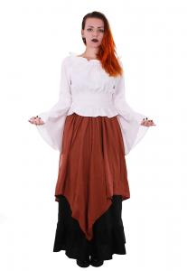 White top and black brown two-tone skirt set, medieval LARPS pirate, peasant