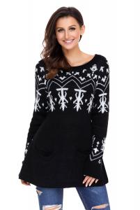 Pull d'hivers tricot noir avec poches, Nol cocooning