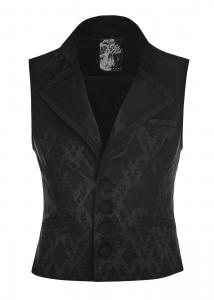 Black Sleeveless Vest with Baroque Patterns, Romantic Gothic, Punk Rave