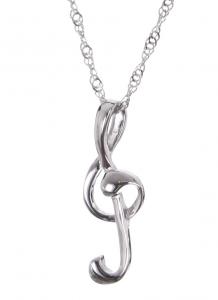 Silver color Treble clef G-clef necklace, musical note