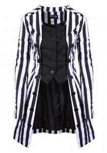 Veste trendy raye noire et blanche, nugoth gothique ou pirate