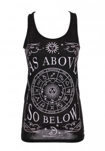 Long Black semi transparent top, astrological signs and ouija, gothic fashion nugoth