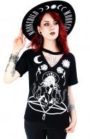 T-shirt top noir  ras de cou, Witch & Cats, nugoth restyle