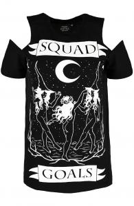 T-shirt noir long paules nues Squad Goals, witch sorcire, nugoth restyle
