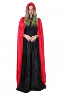 Short or long cape in red velvet with hood, red chaperone halloween cosplay