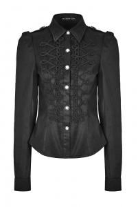 Black military shirt with embroidery, elegant Gothic, Punk Rave