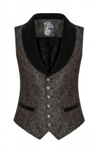 Brown men's jacket, embroidered patterns with black velvet collar, Victorian aristocrat